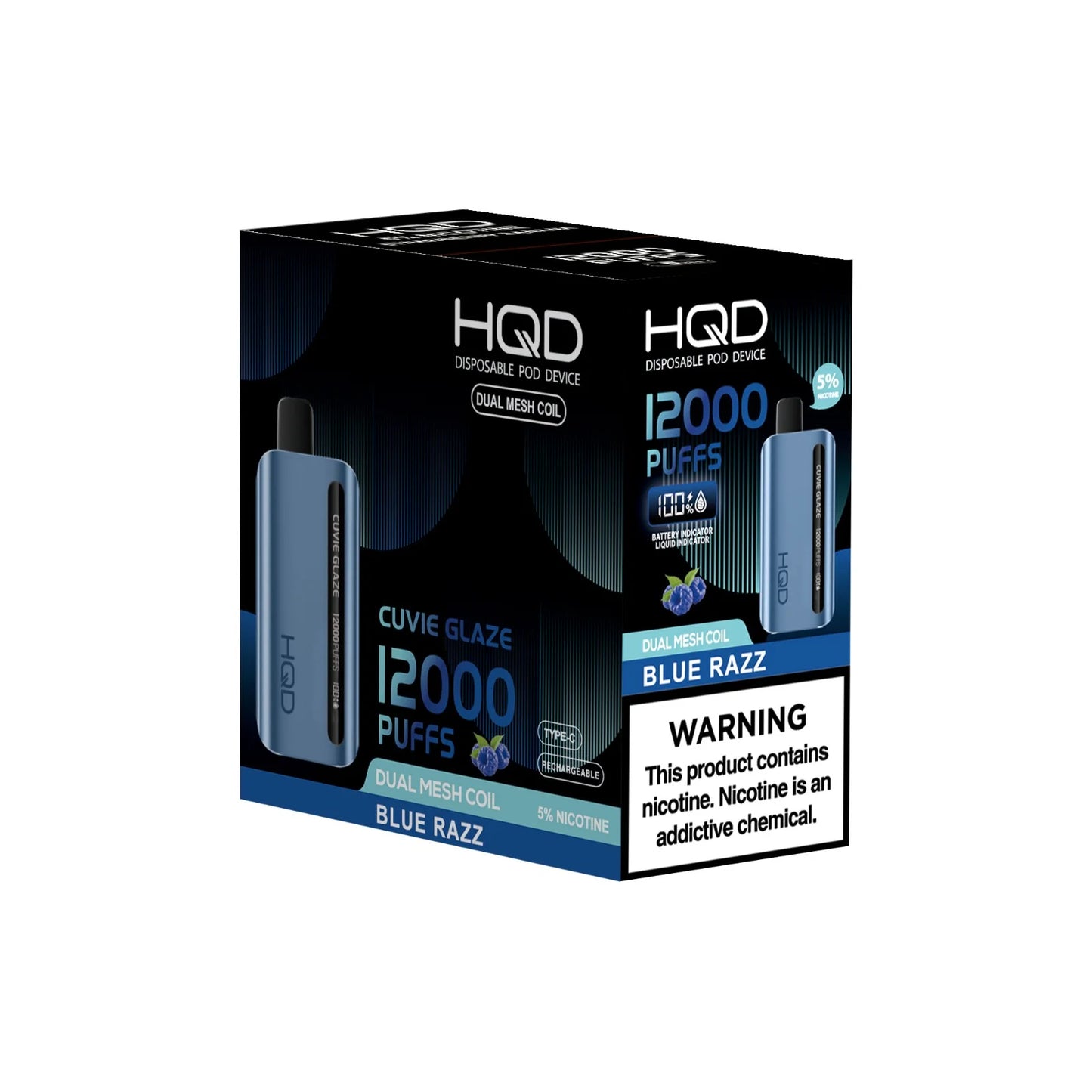 HQD Cuvie Glaze 12,000 Puffs - Blue Razz (Individual)