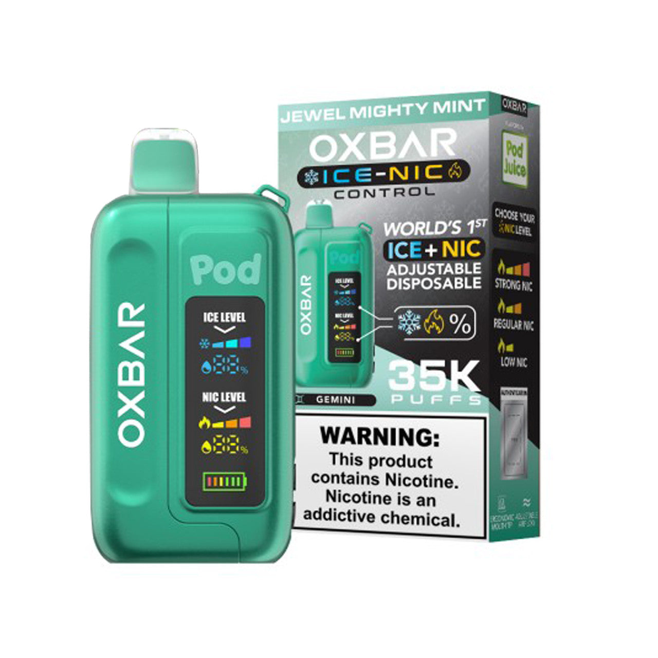 Oxbar Ice + Nic Adjustable Control - Jewel Mighty Mint