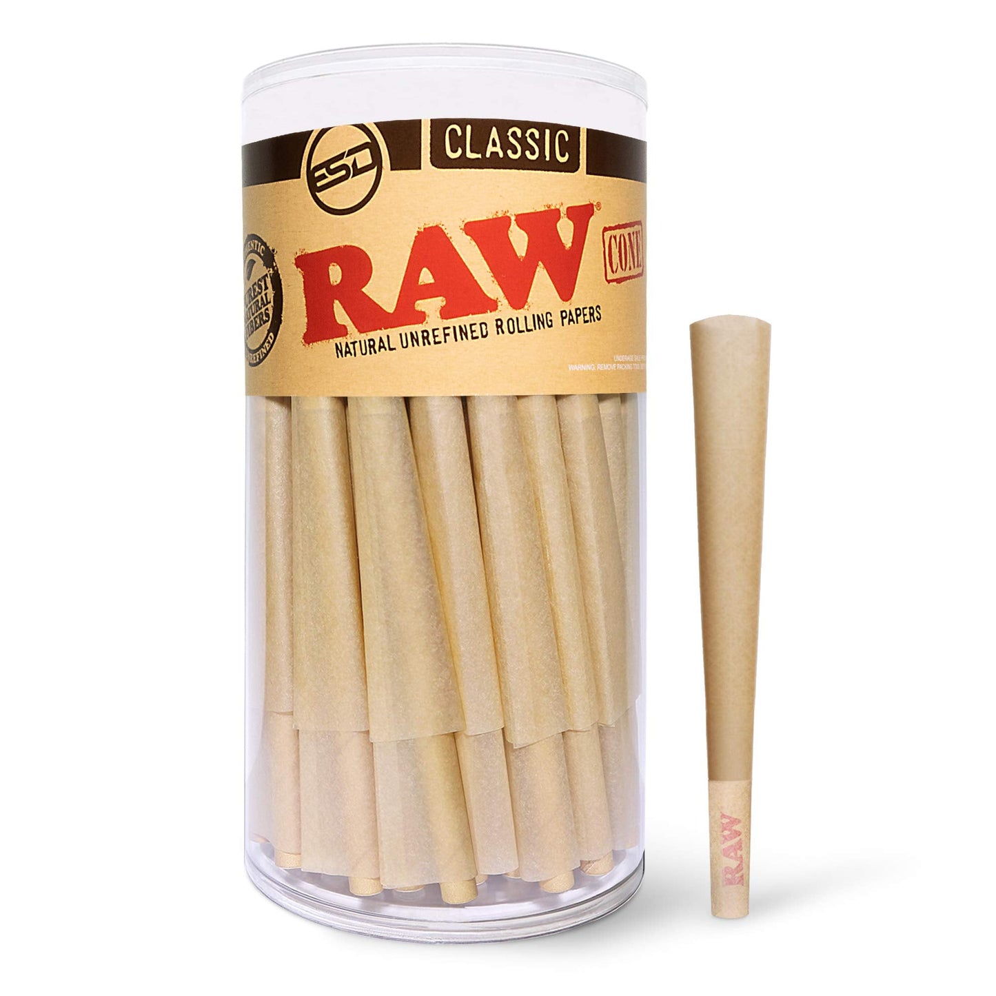 Raw Cone Tips Connoisseur Unrefined Hemp Rolling Paper 1 1\4 Size + Tips