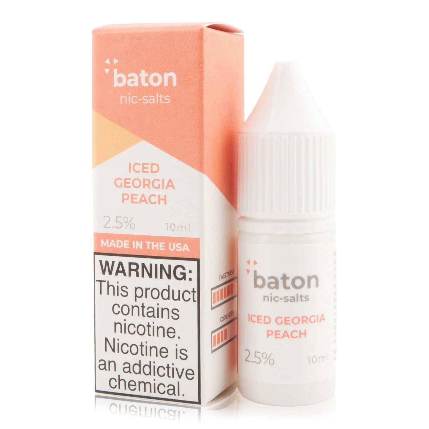 Baton Nicotine Salt E-Liquid 10ML 2.5% - 🍑 Iced Georgia Peach