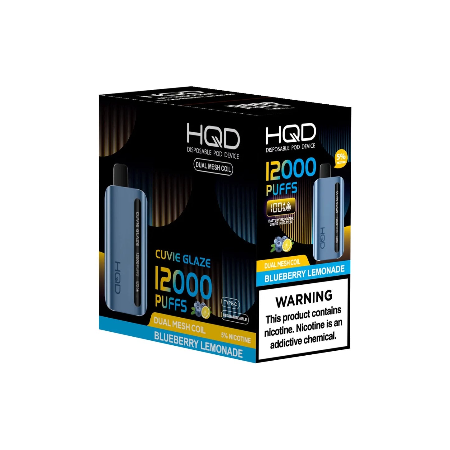 HQD Cuvie Glaze 12,000 Puffs - Blueberry Lemonade (Individual)