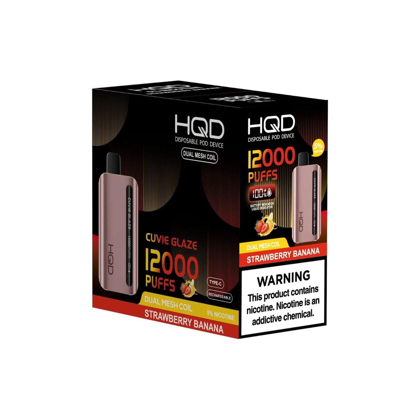 HQD Cuvie Glaze 12,000 Puffs - Strawberry Banana (Individual)