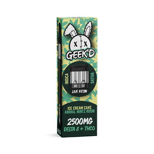 Geek'd 2500mg Ice Cream Cake Indica/sativa Delta8+phc+thcp