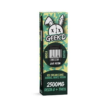 Geek'd 2500mg Ice Cream Cake Indica/sativa Delta8+phc+thcp