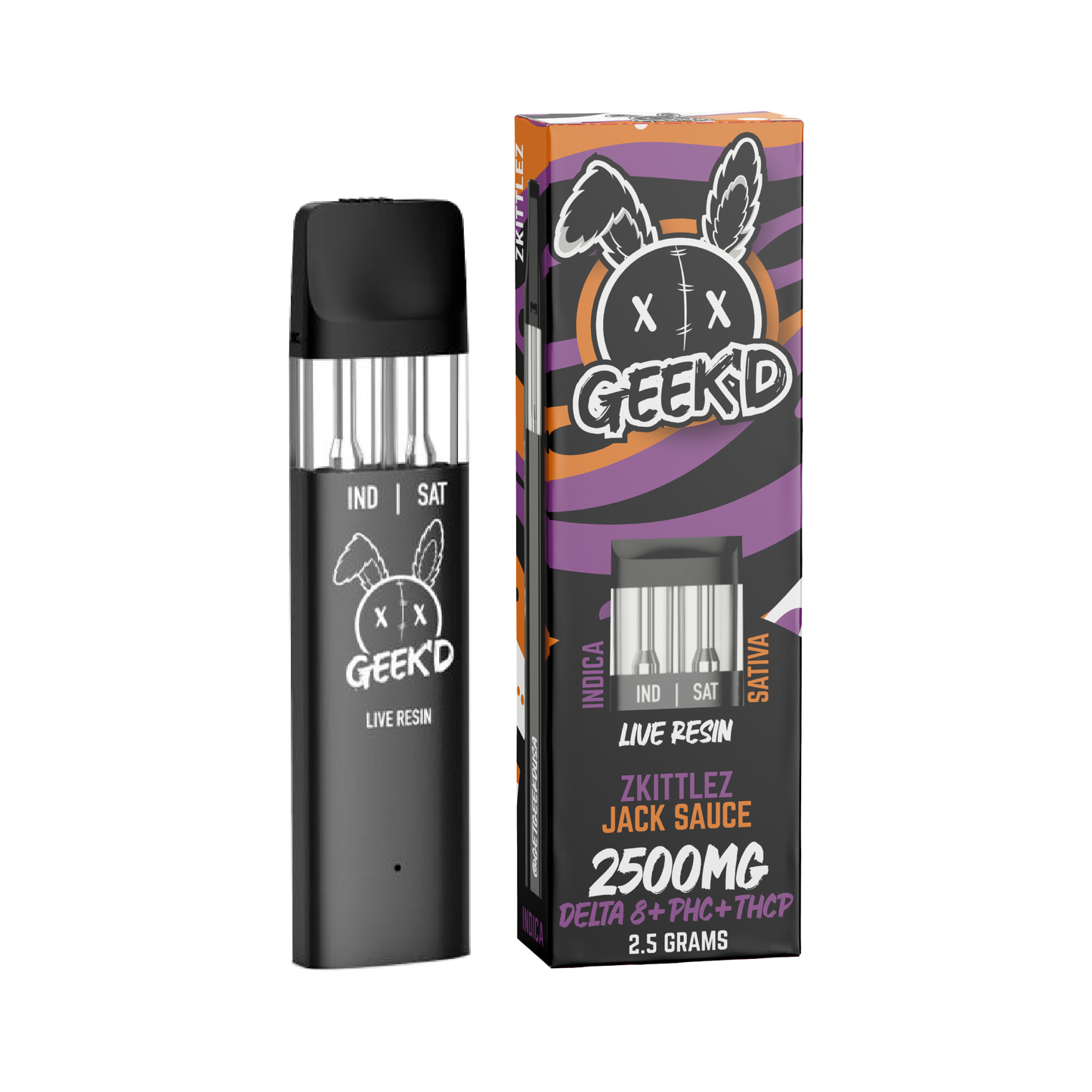 Geek'd 2500mg Zkittlez Jack Sauce Delta8+phc+thcp